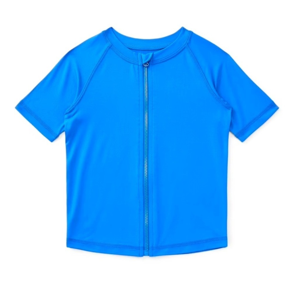 Boys wonder nation zip-up rash guard swim shirt size 5T blue